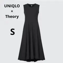 美品 UNIQLO Theory ノースリーブ ワンピース S 黒 フレア