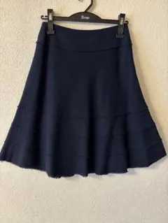 Rene ネイビー濃紺ツイードフレアスカート