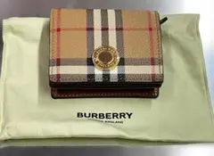 値下げ　BURBERRY 二つ折り財布 ベージュ チェック柄