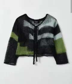 soduk スドーク knit cardigan ニットカーディガン 長袖 黒緑のサムネイル