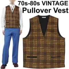 美品★70s-80s VINTAGE★プルオーバー ベスト★チェック★昭和レトロ
