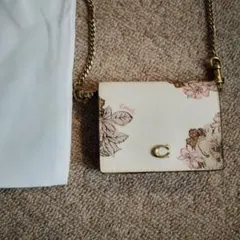 COACH 名刺入れ ホワイト・ピンク 花柄