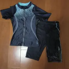 Reebokダークグレー 水着セット ジッパー付き