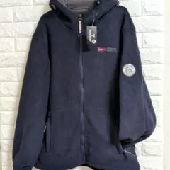 OUTDOOR フリースジャケット ネイビーフード付き　保湿防寒　アウトドア