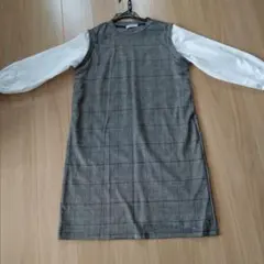 【最低価格】マタニティ ワンピース グレー系チェック