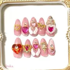 魔法少女ネイルチップ ピンク レッド ハート アーモンドオーバル セーラームーン