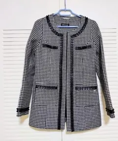 QUEENS COURT ノーカラーチェックジャケット サイズ1　F9