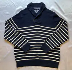 トミーヒルフィガー ボーダーニット XL ショールカラー ビッグシルエット 古着