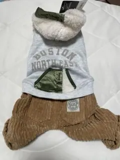 PET PARADISE フード付き犬服 グレー/ベージュＤss