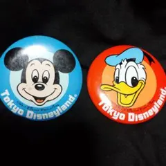【レトロ】ディズニーランド 缶バッジ ミッキー ドナルド disney