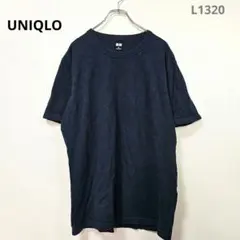 ユニクロ　Tシャツ　XL　半袖　紺　ネイビー　無地　クルーネック　シンプル　定番