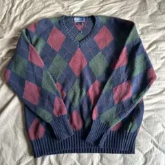 《希少》Polo by Ralph Lauren アーガイルニット LL