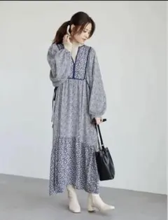 SUGAR SPOON 花柄ロングスリーブワンピース