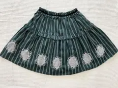 axes femme フレアスカート ダークグリーン ストライプ刺繍 Mサイズ