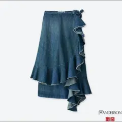 ユニクロ×JWアンダーソン デニムラッフルラップスカート S ブルー 新木優子着のサムネイル