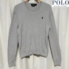 【古着】POLORALPHLAURENラルフ VネックハイゲージセーターグレーS