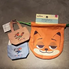 【値下げ】ズートピア ニック ジュディ 巾着 ミニトートバッグ