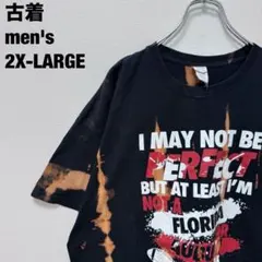古着 ギルダン Tシャツ ブリーチ ストライプ 斬新 メッセージ ブラック2XL