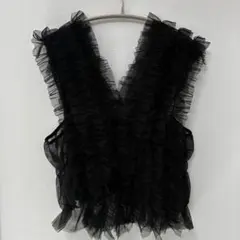 AD2014 15SS シフォンフリルベスト ビスチェ ノースリーブ 黒 - メルカリ