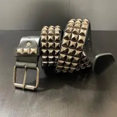 ベルト スタッズ 3連 ブラック シルバーレザー風 ユニセックスY2K パンク