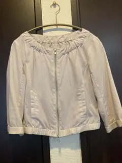 ナチュラルビューティーベーシック　ノーカラージャケット ベージュ7分袖　Sサイズ