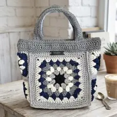 グラニースクエア 花モチーフ トートバッグ ハンドメイド 手編み