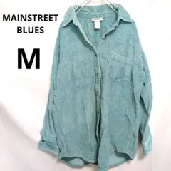 ★MAINSTREET BLUES★くすみ水色 長袖シャツ M 海外 US古着