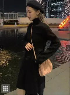 ワイドスリーブフレアニットワンピース[rut965]