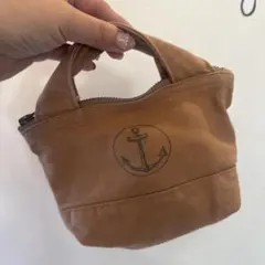 フェリシモ ミニバッグ アンカー イカリ USED加工 ウォッシュ加工 ご物入れ