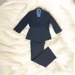 ORIHICA 洗えるパンツスーツ 紺ストライプ 七分袖 9号