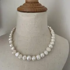 天然淡水パール　バロック　ポテト形　天然色　大粒　ネックレス　ハンドメイドパーツ