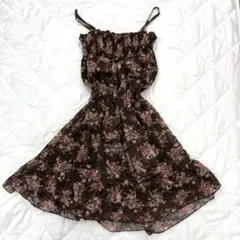LIZLISA 希少 リボン ブラウン花柄キャミワンピース