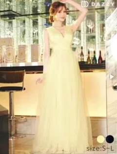 dazzy store ノースリーブチュールバックカットAラインロングドレス