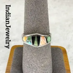 IndianJewelry インディアンジュエリー マルチカラーインレイリング