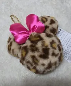 ヒョウ柄ミッキー型ポーチ