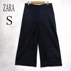 ZARA ザラ ワイドパンツ チノパン ストレッチ素材 S 紺色