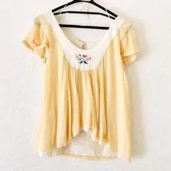 polka dot soielleポルカドットソワーユ刺繍ブラウスシルクシフォン