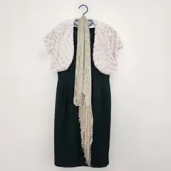 ダークグリーン 　タイトドレス　ボレロ　ショール付き　【美品】