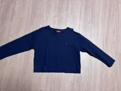 ネイビー 長袖 カットソー 刺繍ロゴ
