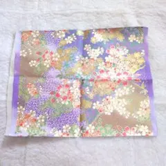 花柄 紫色 生地 はぎれ　ラメ　正絹？　和柄　桜模様