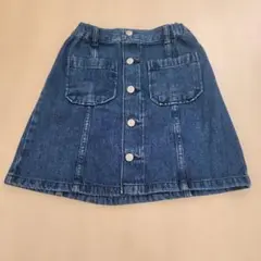 GU　キッズ　デニムブルー Aラインスカート　140