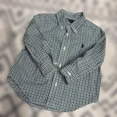 ラルフローレン キッズ 長袖シャツ ギンガムチェック グリーン 90センチ