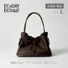 ECODAY 巾着トートバッグ L サイズ マロンブラック 2 ウェイ通勤バッグ 
