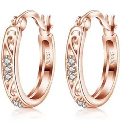 A187 レディース フープピアス シルバー925 ジルコニア 18金 k18