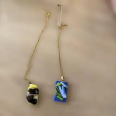 多色ガラスペンダントネックレス　2つセット