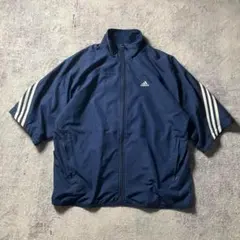 00s アディダス adidas フルジップ ナイロンジャケット 紺 Mネイビー