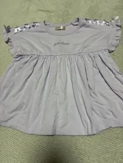 キッズ　薄紫色フリル袖Tシャツ