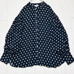 最終値下げ スローブイエナ ブラウス ボリューム袖 ドット バンドカラー