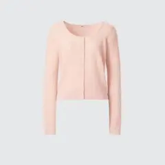 UNIQLO レースラウンドネックショートカーディガン ピンク