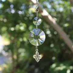 車用 サンキャッチャー クリスタル ラウンド型 フルール・ド・リス